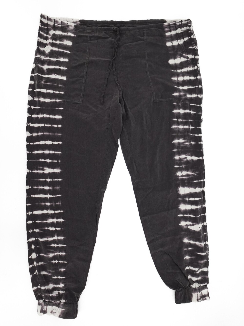 Chaser Pants Womens Medium Black White Tie Dye Joggers Drawstring Cuffs